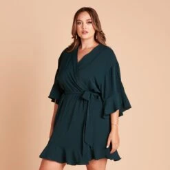 Kenny Ruffle Robe - Emerald -Elegance Bridal Store 05abdfdd1df3491edfe163250fa8a493
