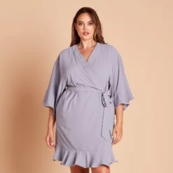 Kenny Ruffle Robe - Dusty Blue -Elegance Bridal Store 0e793423023e72d67a84cbc621507689