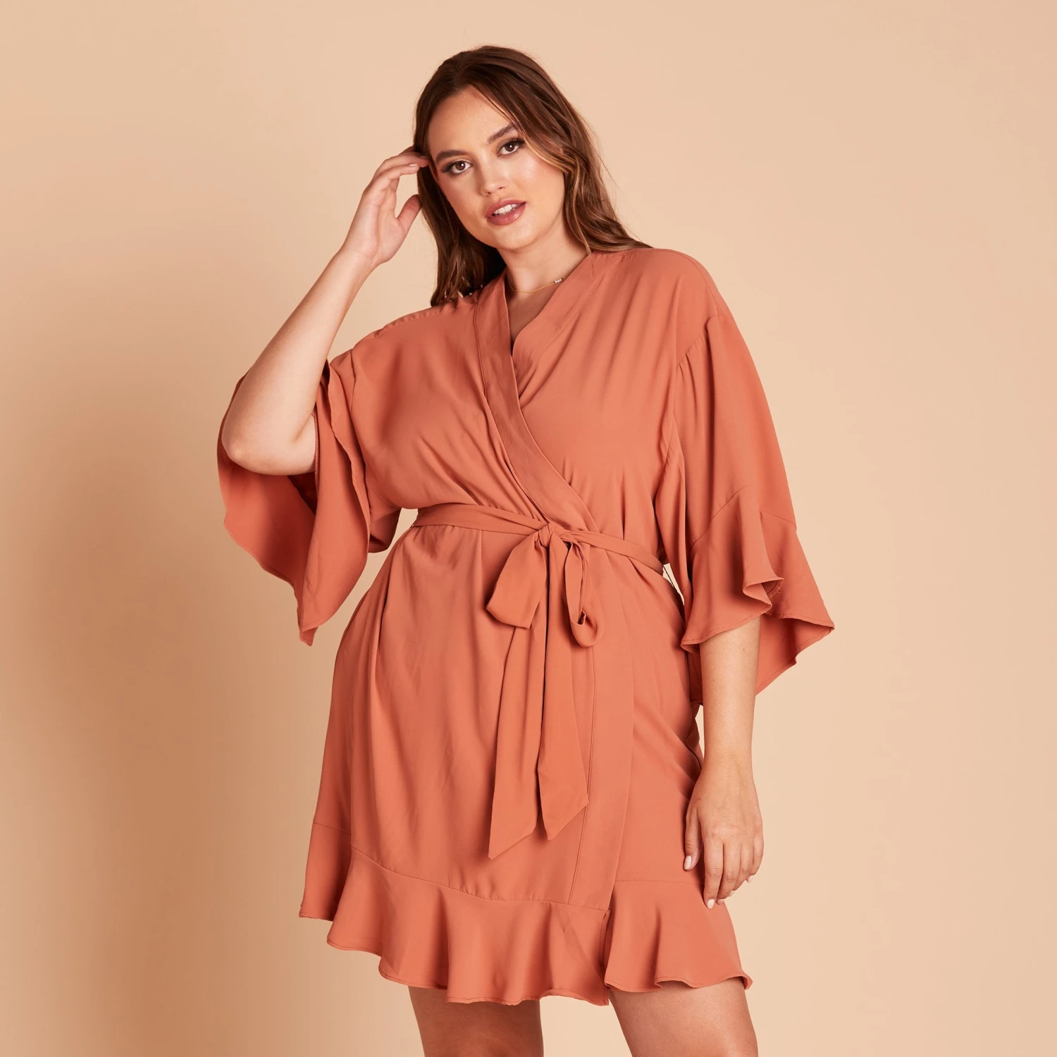 Kenny Ruffle Robe - Terracotta 6 Kenny Ruffle Robe - Terracotta - Image 4