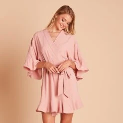 Kenny Ruffle Robe - Dusty Rose -Elegance Bridal Store 20296d24e8ba17e1c2fa874831b69564
