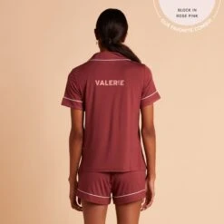 Jonny Pajama Set - Rosewood -Elegance Bridal Store 2048x2048 PDP personalized JonnyPjs Rosewood straight 03