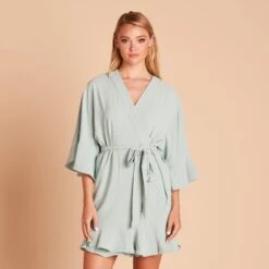 Kenny Ruffle Robe - Sage
