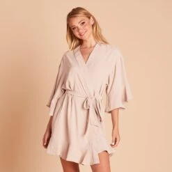 Kenny Ruffle Robe - Taupe -Elegance Bridal Store 2b52b6369ac0e42531d628a9e7dabdb1