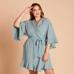 Kenny Ruffle Robe - Sea Glass