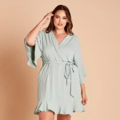 Kenny Ruffle Robe - Sage -Elegance Bridal Store 54ce05aa36d3e688138cadac833ee25c