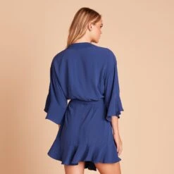 Kenny Ruffle Robe - Slate Blue -Elegance Bridal Store 6704732cf08d570bb620a4a5ab4cd988