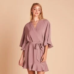 Kenny Ruffle Robe - Dark Mauve 19 Kenny Ruffle Robe - Dark Mauve -Elegance Bridal Store 6b1784469d036da88229459159978423