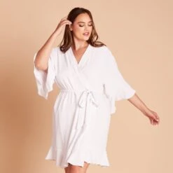 Kenny Ruffle Robe - White -Elegance Bridal Store 70de8138026e10edf7737fd38580a92e