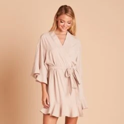 Kenny Ruffle Robe - Taupe -Elegance Bridal Store 7d65ed7e2fb5578944c2d83f9714a4e4