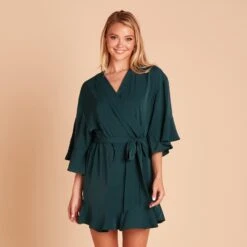 Kenny Ruffle Robe - Emerald -Elegance Bridal Store 881d1d2798a1c83d47dd18713b623133