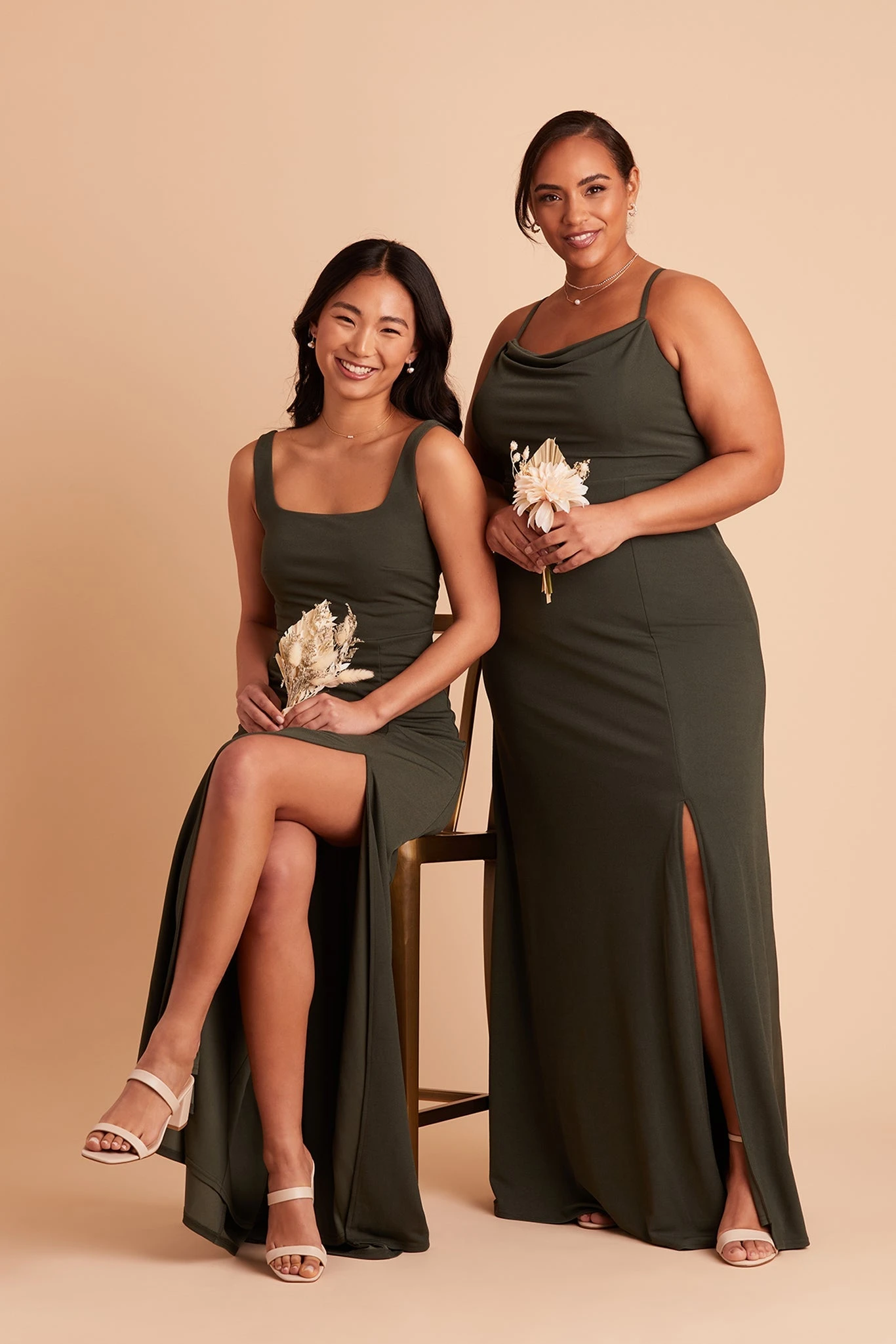 Ash Crepe Dress - Olive 4 Ash Crepe Dress - Olive - Image 2