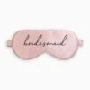Silk Bridesmaid Sleep Mask - Script Pink -Elegance Bridal Store BG Sleepmask BRIDESMAIDscript Pink with pink piping