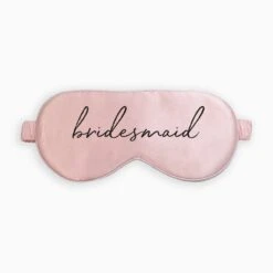 Silk Bridesmaid Sleep Mask - Script Pink