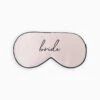 Silk Bride Sleep Mask - Script Black -Elegance Bridal Store BG Sleepmask BRIDEscript Pink with black piping