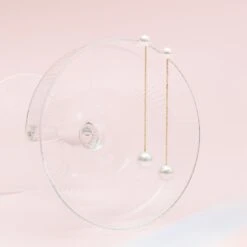 Everett Long Pearl Drop Earrings -Elegance Bridal Store BIRDY GREY EVERETT LONG PEARL DROP EARRINGS GOLD 02