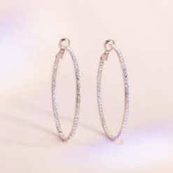 Large Lansing Pave Hoops - Silver 10 Large Lansing Pave Hoops - Silver -Elegance Bridal Store BIRDY GREY LANSING PAVE LARGE HOOPS SILVER 01