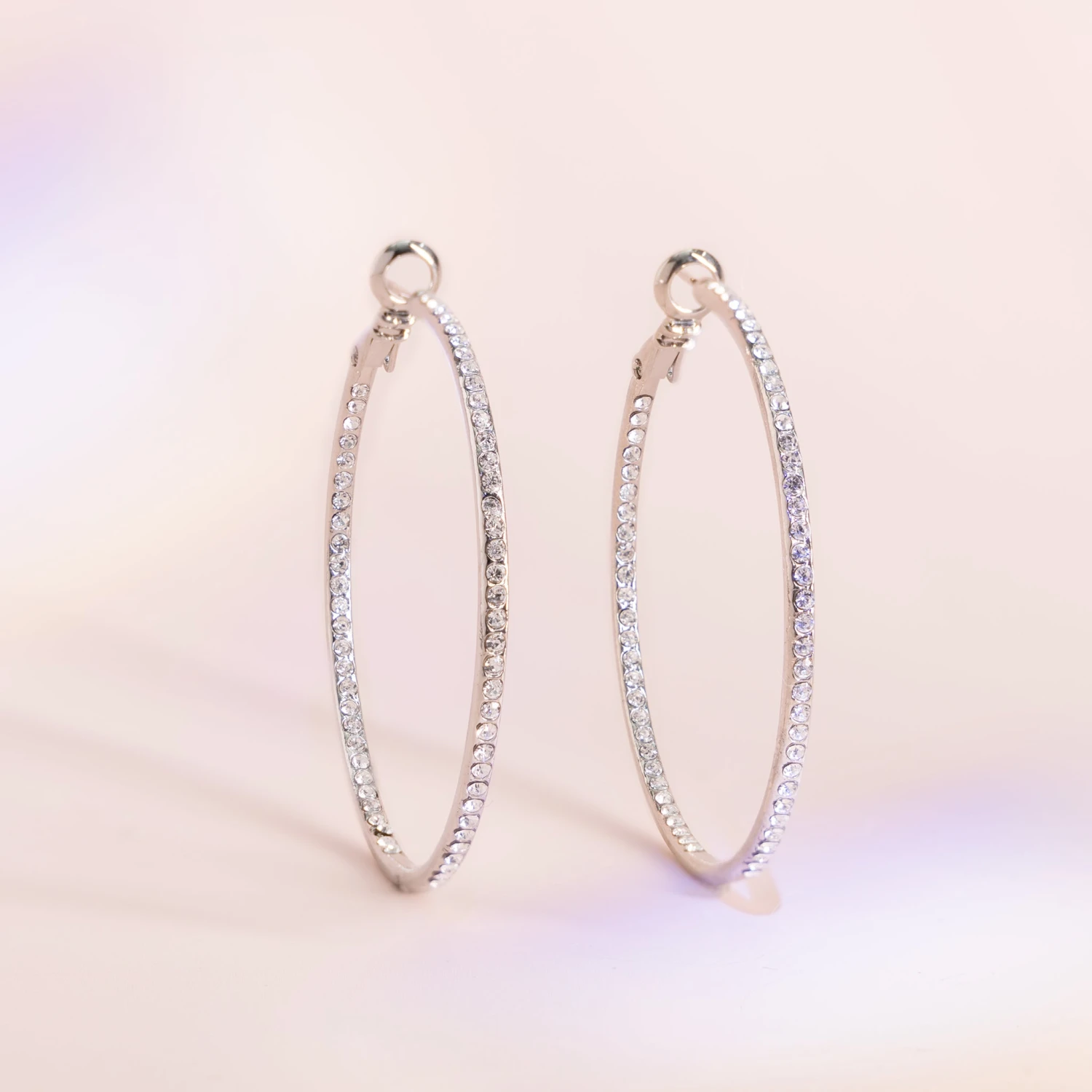 Large Lansing Pave Hoops - Silver 6 Large Lansing Pave Hoops - Silver - Image 4