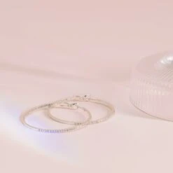 Large Lansing Pave Hoops - Silver 11 Large Lansing Pave Hoops - Silver -Elegance Bridal Store BIRDY GREY LANSING PAVE LARGE HOOPS SILVER 03