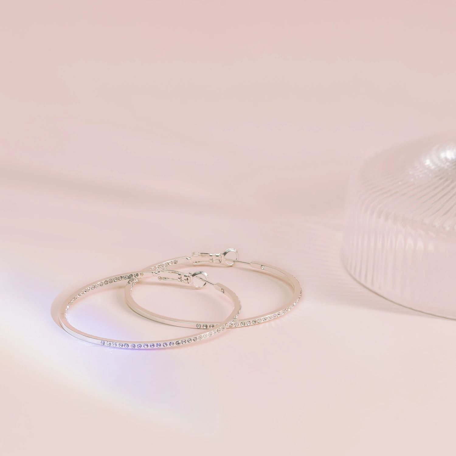 Large Lansing Pave Hoops - Silver 7 Large Lansing Pave Hoops - Silver - Image 5