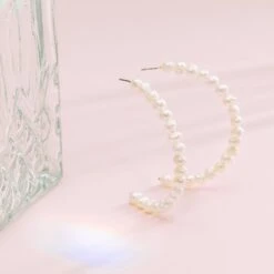 Odessa Freshwater Pearl Hoops 9 Odessa Freshwater Pearl Hoops -Elegance Bridal Store BIRDY GREY ODESSA FRESHWATER PEARL HOOPS GOLD 02