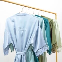 Claudine Lace Robe - Dusty Blue -Elegance Bridal Store BIRDYGREY SILKROBES1122.CROPPED.RT