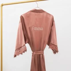 Claudine Lace Robe - Desert Rose 18 Claudine Lace Robe - Desert Rose -Elegance Bridal Store BIRDYGREY SILKROBES1239.RT