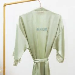Claudine Lace Robe - Sage -Elegance Bridal Store BIRDYGREY SILKROBES1246.RT