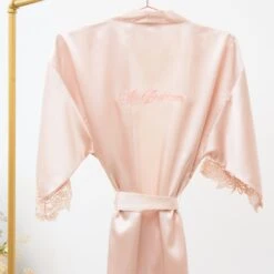 Claudine Lace Robe - Pale Blush 18 Claudine Lace Robe - Pale Blush -Elegance Bridal Store BIRDYGREY SILKROBES1307.RT