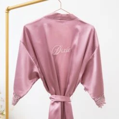 Claudine Lace Robe - Dark Mauve -Elegance Bridal Store BIRDYGREY SILKROBES1310.RT