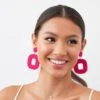 Beaded Drop Earrings - Pink