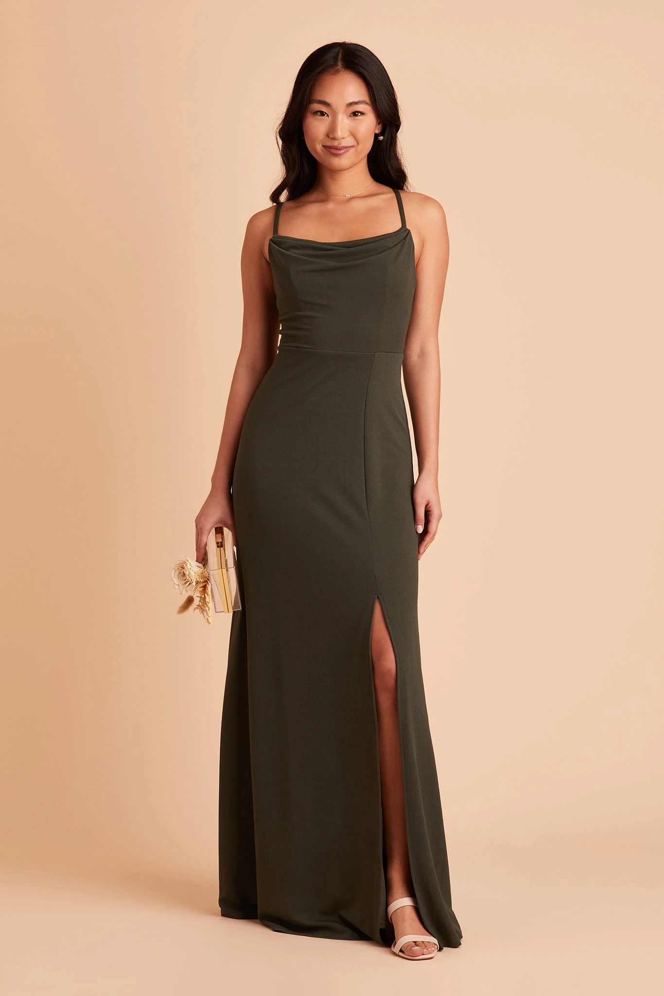 Ash Crepe Dress - Olive 7 Ash Crepe Dress - Olive - Image 5