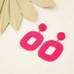 Beaded Drop Earrings - Pink -Elegance Bridal Store BIRDY GREY BEADED DROP EARRINGS PINK 02