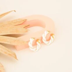 Braided Hoop Earrings 7 Braided Hoop Earrings -Elegance Bridal Store BIRDY GREY BRAIDED HOOP EARRINGS GOLDANDWHITE 02