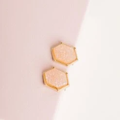 Brentwood Druzy Studs - Blush -Elegance Bridal Store BIRDY GREY BRENTWOOD DRUZY STUDS GREY BLUSH GOLD 01