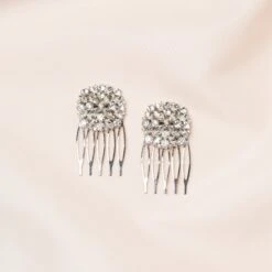 Capri Floating Crystal Hair Pins -Elegance Bridal Store BIRDY GREY CAPRI FLOATING CRYSTAL HAIR PINS SILVER 02