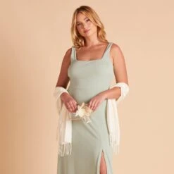 Shawl With Fringe - Cream -Elegance Bridal Store BIRDY GREY CASHMERE SHAWL CREAM 03