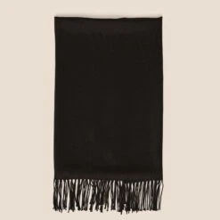 Shawl With Fringe - Black -Elegance Bridal Store BIRDY GREY CASHMERE SHAWL FLAT LAY TMS LIVE PREVIEW BLACK 01