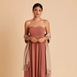 Shawl With Fringe - Taupe -Elegance Bridal Store BIRDY GREY CASHMERE SHAWL TAUPE 01 RT CROP