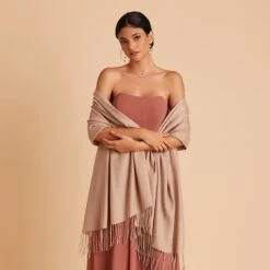 Shawl With Fringe - Taupe