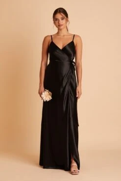 Cindy Shiny Satin Dress - Black -Elegance Bridal Store BIRDY GREY CINDY SATIN BRIDESMAID DRESS BLACK 02