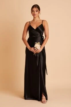 Cindy Shiny Satin Dress - Black -Elegance Bridal Store BIRDY GREY CINDY SATIN BRIDESMAID DRESS BLACK 03