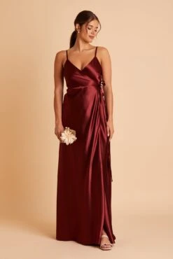 Cindy Shiny Satin Dress - Cabernet