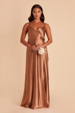 Cindy Shiny Satin Dress - Rust -Elegance Bridal Store BIRDY GREY CINDY SATIN BRIDESMAID DRESS RUST 01