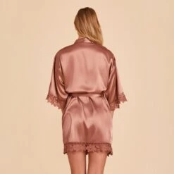 Claudine Lace Robe - Desert Rose 17 Claudine Lace Robe - Desert Rose -Elegance Bridal Store BIRDY GREY CLAUDINE SATIN LACE BRIDESMAID ROBE DESERT ROSE 05