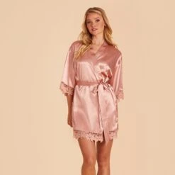 Claudine Lace Robe - Dusty Rose 17 Claudine Lace Robe - Dusty Rose -Elegance Bridal Store BIRDY GREY CLAUDINE SATIN LACE BRIDESMAID ROBE DUSTY ROSE 03