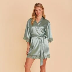Claudine Lace Robe - Sea Glass
