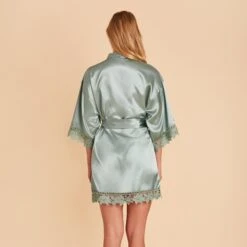 Claudine Lace Robe - Sea Glass 14 Claudine Lace Robe - Sea Glass -Elegance Bridal Store BIRDY GREY CLAUDINE SATIN LACE BRIDESMAID ROBE SEA GLASS 03