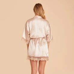 Claudine Lace Robe - Taupe -Elegance Bridal Store BIRDY GREY CLAUDINE SATIN LACE BRIDESMAID ROBE TAUPE 06