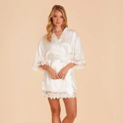 Claudine Lace Robe - White