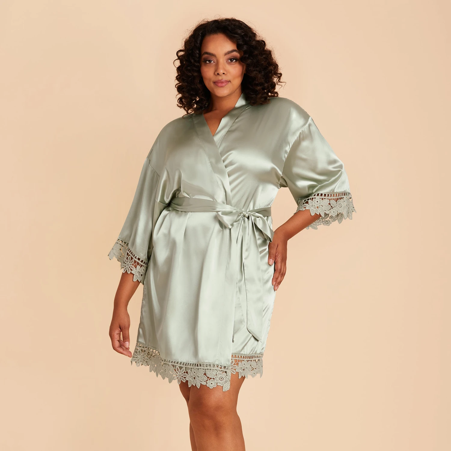 Claudine Lace Robe - Sage